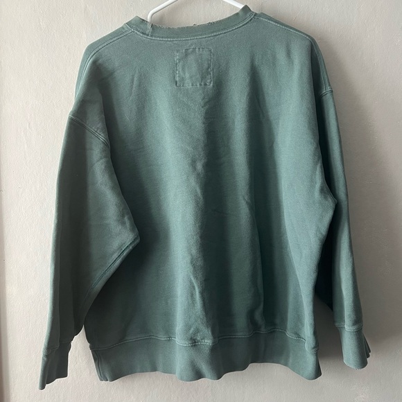 American Eagle Green Distressed Collar Crewneck Size Large - Picture 3 of 4